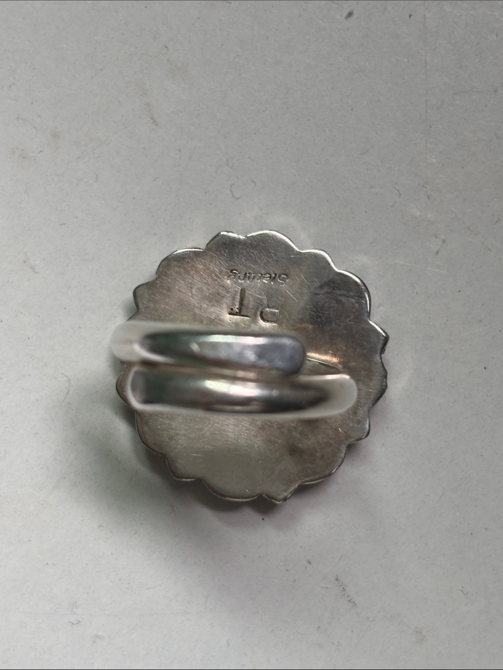 Sterling Silver coral Cluster adjustable Ring - Picture 3 of 3